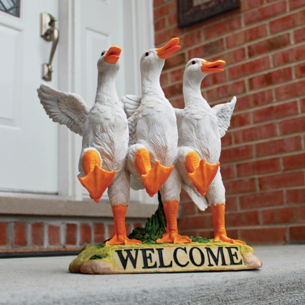 Dancing Ducks Welcome Sign Sculpture